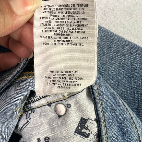 Pilcro and the Letterpress Jeans Womens 32 Blue Script Two Tone Step Raw Hem - Picture 12 of 12